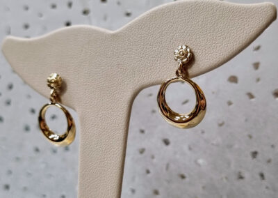10k yellow gold flower and moon earrings