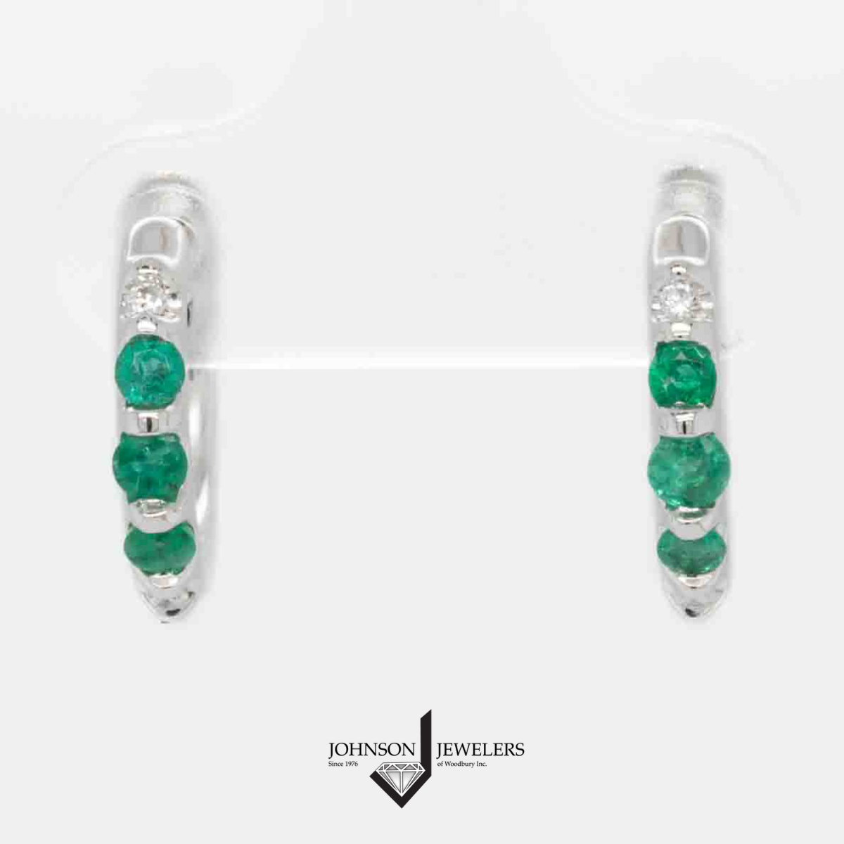 Diamond Hoop Earrings with Emeralds for Sale - Woodbury, MN