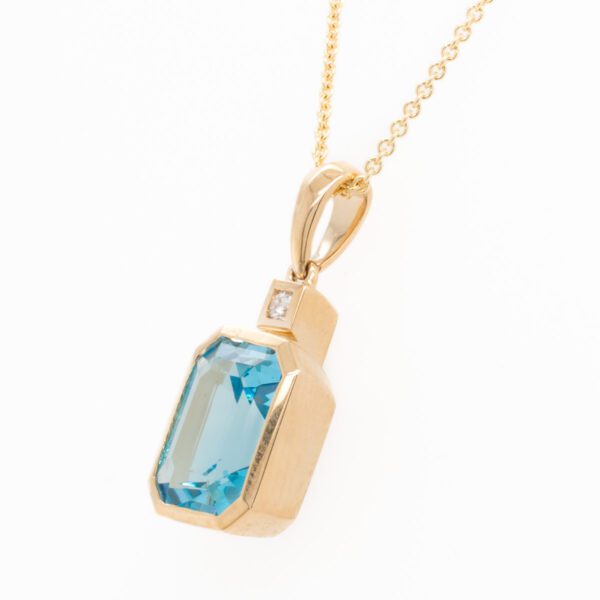 Handmade Swiss Blue Topaz Pendant – Lab Created 2.44" – Silver Plated Charm
