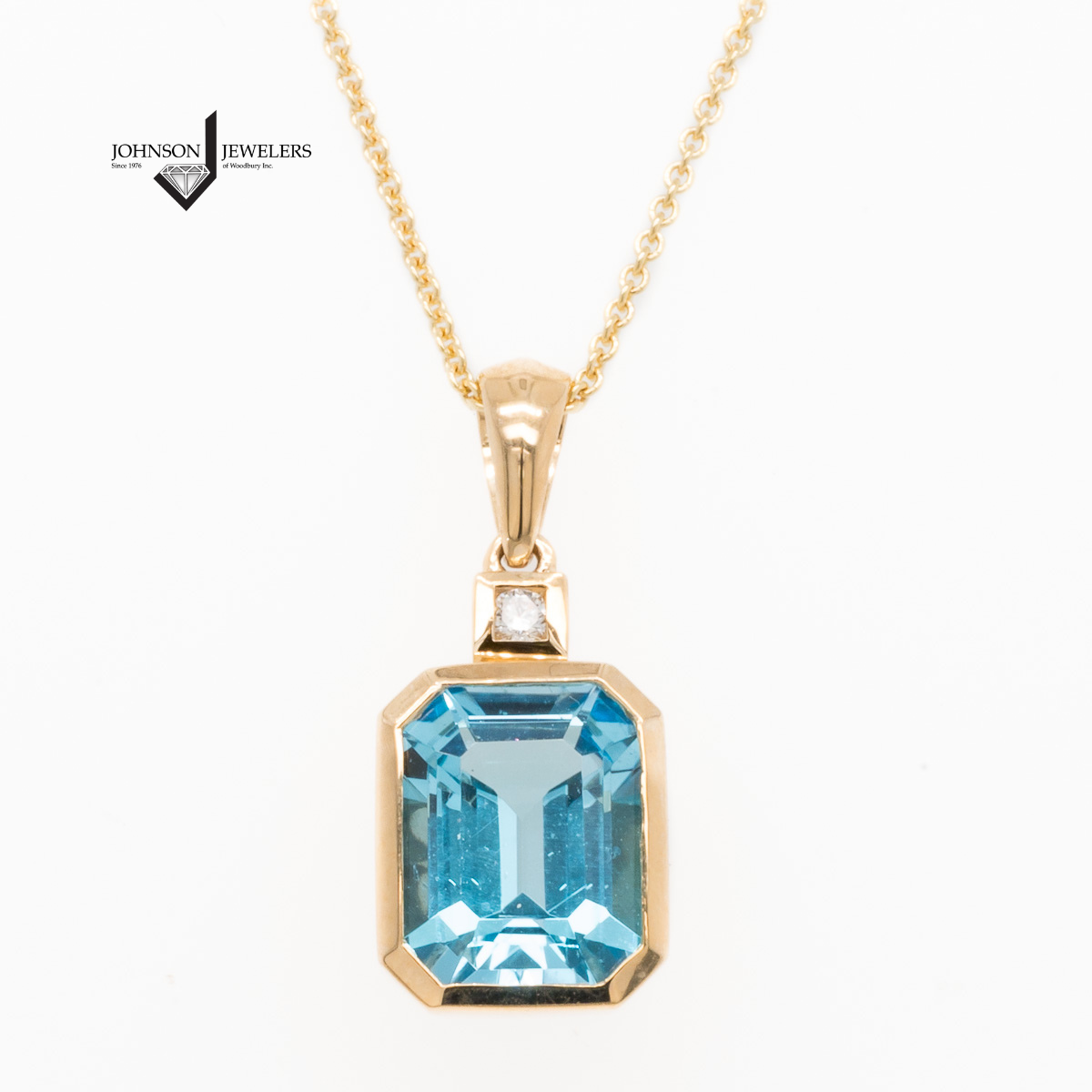 Swiss Blue Topaz Diamond Pendant Necklace - Woodbury, MN
