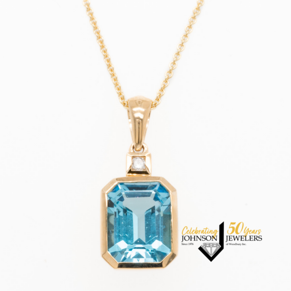 Swiss Blue Topaz Diamond Pendant Necklace for Sale - Woodbury, MN